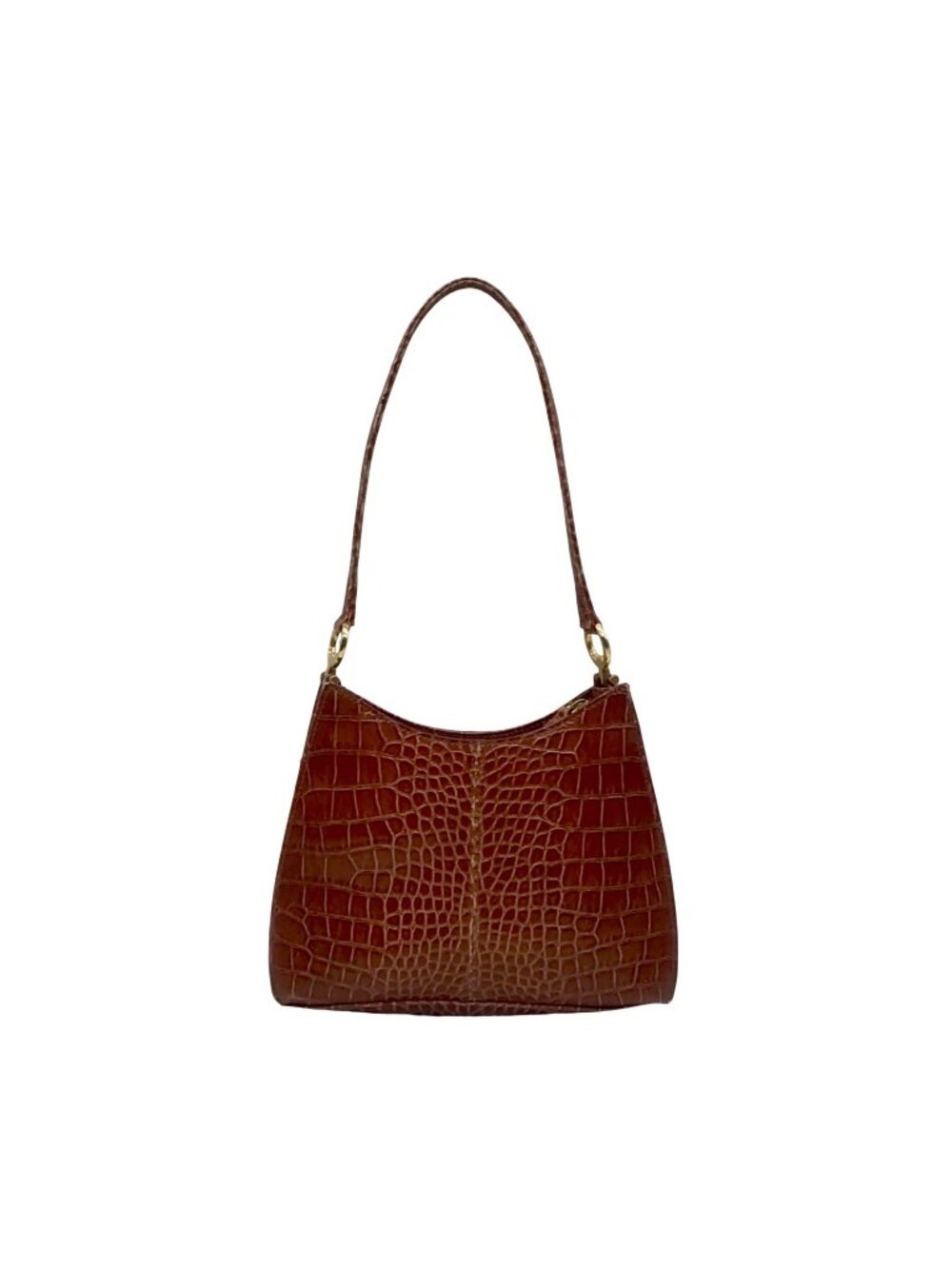 Liz Claiborne Brown Croc-Embossed Faux Leather Shoulder Bag